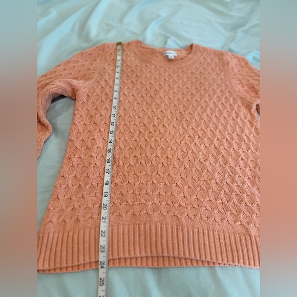 Croft & Barrow Women’s Sz: L Orange Cotton Cable-Knit Crew Neck Pullover Sweater - Picture 4 of 11